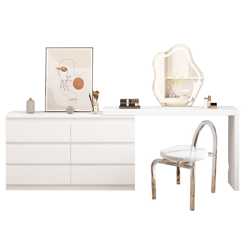 White Bedroom Lighted Mirror Wooden With Drawer Vanity Dressing Table Makeup Vanity (31") & Dresser(47") & Mirror & Vanity Chair Clearhalo 'Bedroom Furniture' 'furn' 'furn_makeup_vanities' 'Furniture' 'Makeup Vanities' 'makeup_vanities' 7672358