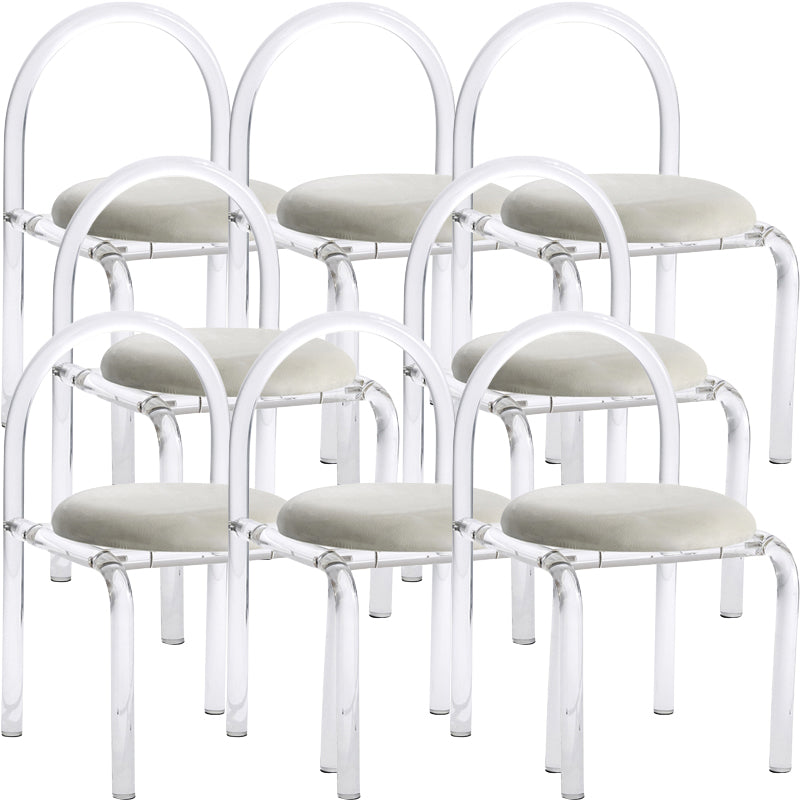 Contemporary Style Open Back Upholstered Acrylic Base Dining Side Chair