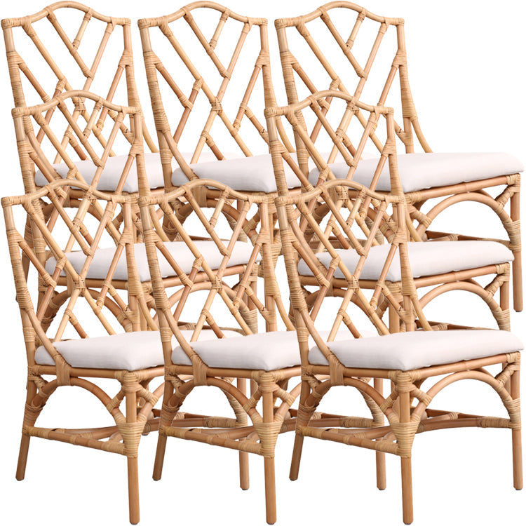 Moderne overdekte rieten kruisback -bekledde eetkamerstoel