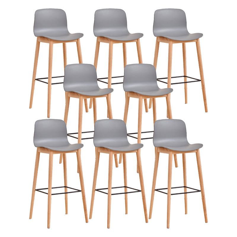 Modern Low Back Counter-height Stool with Solid Wood and Plastic