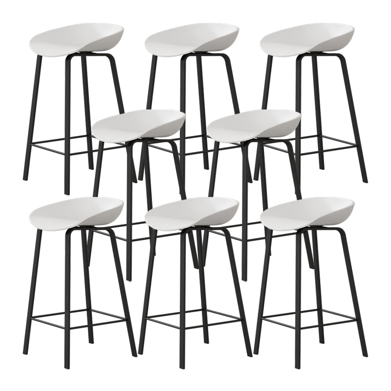 Contemporary Plastic Backrest Counter High Stool with 4 Legs White 8 Piece Set Clearhalo 'Bar Furniture' 'Bar Stools' 'bar_stools' 'furn' 'furn_bar_stools' 'Furniture' 'Kitchen & Dining Furniture' 7673346