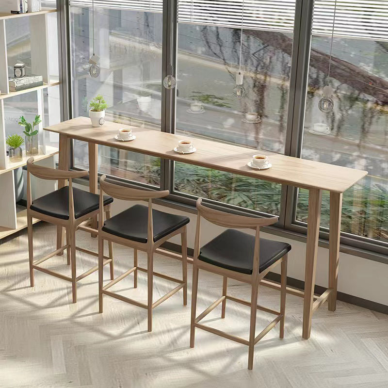 1/4 piezas Mesa de pub de madera maciza rectangular moderna con taburetes altos