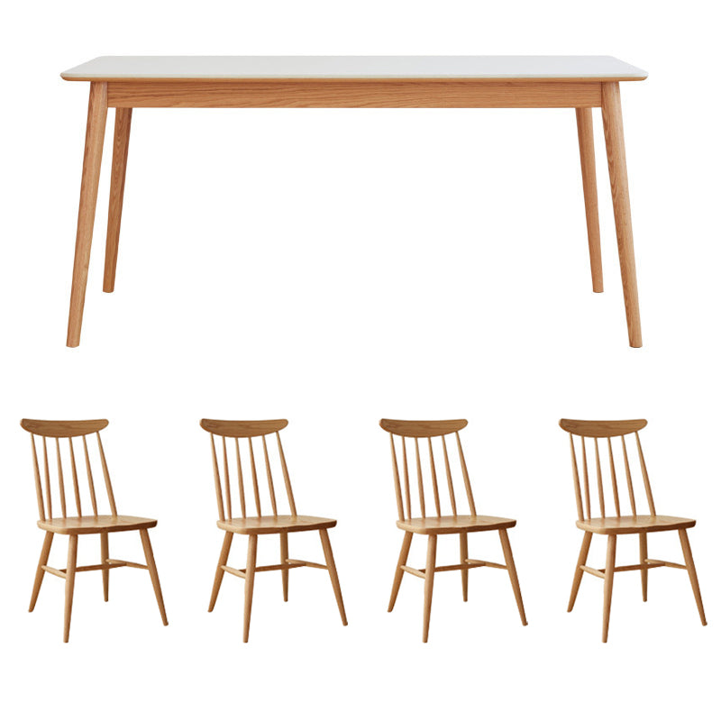 1/5 Stcs moderner Steinrechteck -Formtisch mit armlosen Stuhl