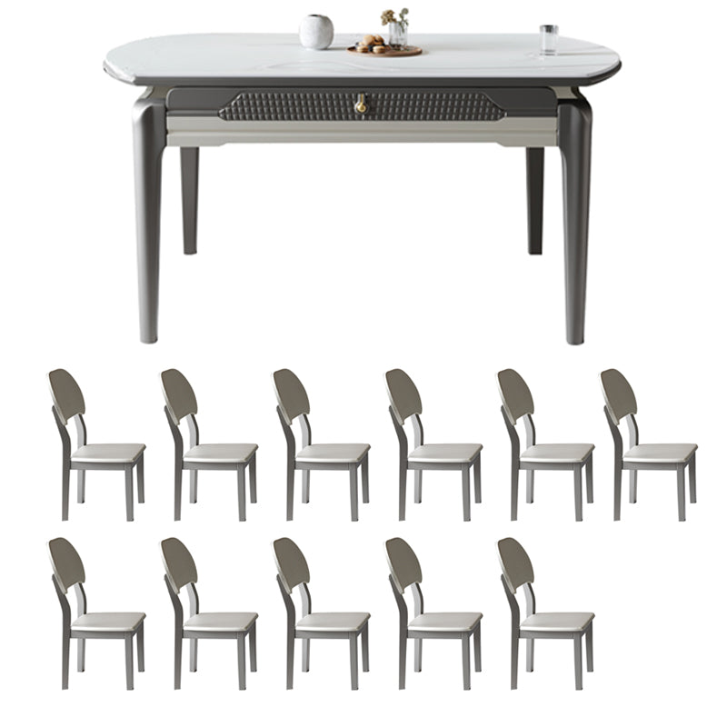 5/7/9/11 Pieces Modern Round Sintered Stone Dining Set for Home Table & Chair(s) 59.1"L x 59.1"W x 29.9"H 11 Piece or More Set Clearhalo 'Dining Room Sets' 'Dining Tables & Seating' 'dining_room_set' 'furn' 'furn_dining_room_set' 'Furniture' 'Kitchen & Dining Furniture' 7674429