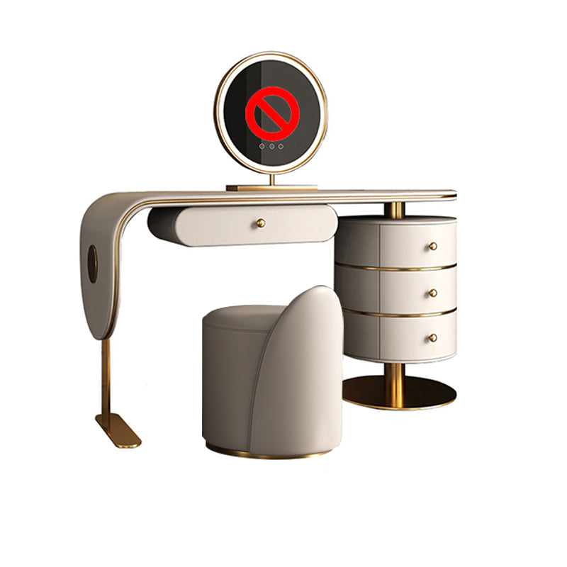 4 -Drawer Lussuoso scrivania e sgabello in pelle in pelle in grigio - 18,9 "D