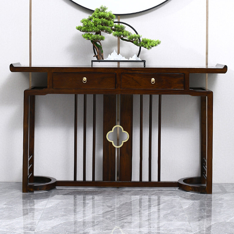 Rectangle Contemporary Console Table Dark Brown Elm Console Sofa Table