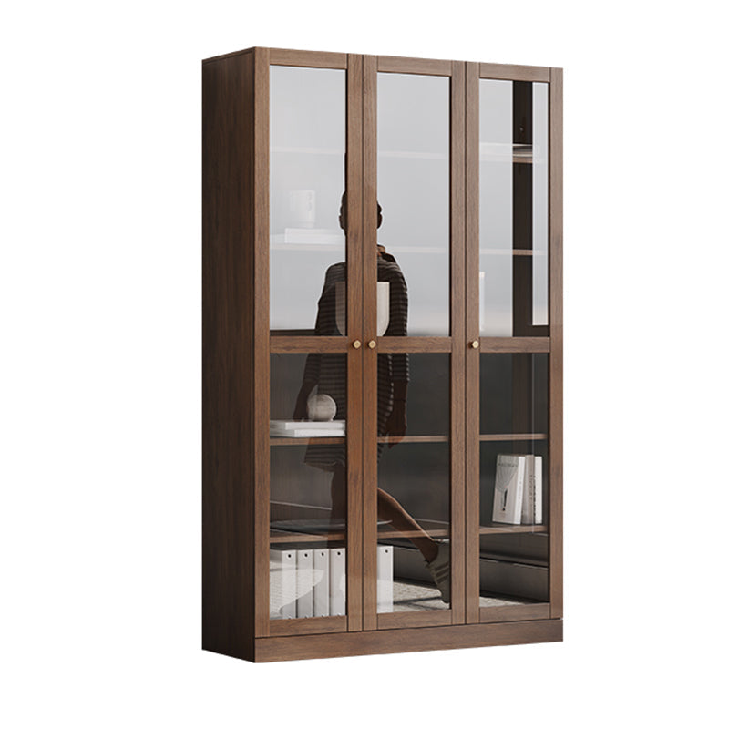 Storage Contemporary File Cabinet Solid Wood and Glass Frame Cabinet
