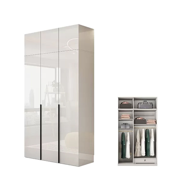 Engineered Wood Wardrobe Cabinet Modern Style White Armoire with Garment Rod Armoire with Top Cabinet 47"L x 21"W x 79"H Clearhalo 'Armoires & Wardrobes' 'armoires_wardrobes' 'Bedroom Furniture' 'furn' 'furn_armoires_wardrobes' 'Furniture' 7678110
