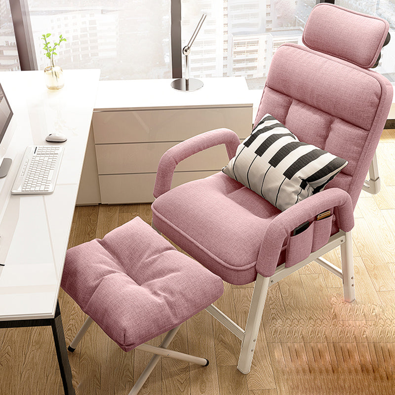 Metal Single Ergonimic Recliner with Pillow Adjustable Solid Color Recliner&Bag&Waist Pillow&Lifting Headrest&Steel Support&Ottoman Pink Clearhalo 'Chairs & Seating' 'furn' 'furn_recliners' 'Furniture' 'Living Room Furniture' 'Recliners' 7684529