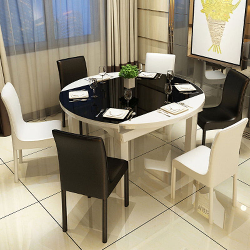 Contemporary Tempered Glass Top Dining Room Set Folding for Kitchen