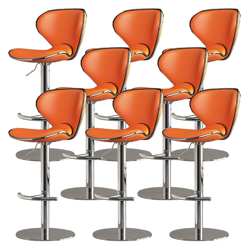 Modern Faux Leather Adjustable Height Swivel Bar Stool with Footrest Orange 8 Piece Set Clearhalo 'Bar Furniture' 'Bar Stools' 'bar_stools' 'furn' 'furn_bar_stools' 'Furniture' 'Kitchen & Dining Furniture' 7686853