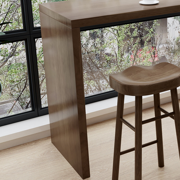 Modern massief houten indoor rechthoek Dubbele voetstuk Bar eettafel