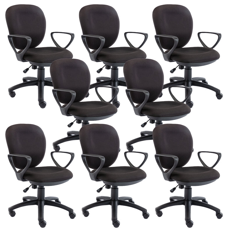Modernism Office Chair with Wheels Desk Chair for Home Living Room Black 8 Piece Set Fixed Arms Clearhalo 'furn' 'furn_office_chair' 'Furniture' 'Office Chairs' 'Office Furniture' 'office_chair' 7691151