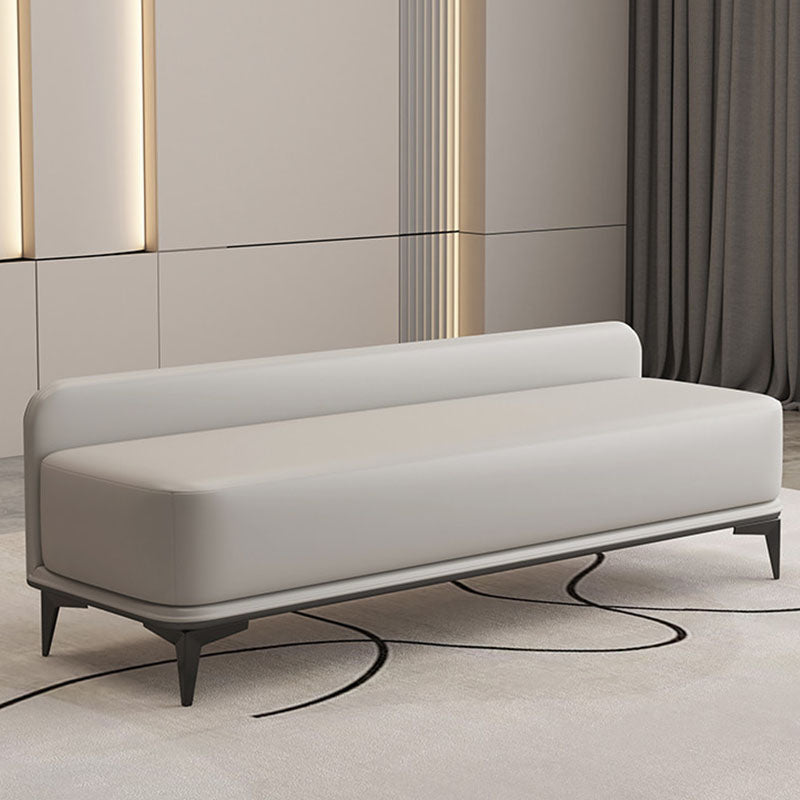 Rectangle Bedroom Bench Modern Seating Bench with Upholstered and Metal Legs 59"L x 16"W x 22"H Light Gray Clearhalo 'Benches' 'Chairs & Seating' 'furn' 'furn_benches' 'Furniture' 'Living Room Furniture' 7711483
