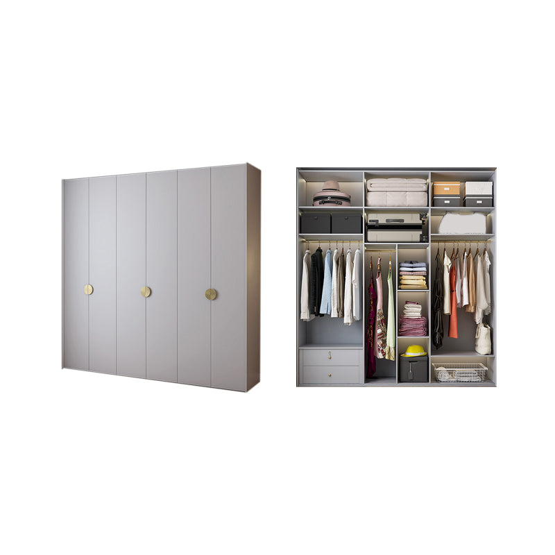 Engineered Wood Wardrobe Cabinet Modern Wardrobe Closet with Shelves for Home 87"L x 22"W x 94.5"H Grey Clearhalo 'Armoires & Wardrobes' 'armoires_wardrobes' 'Bedroom Furniture' 'furn' 'furn_armoires_wardrobes' 'Furniture' 7711834