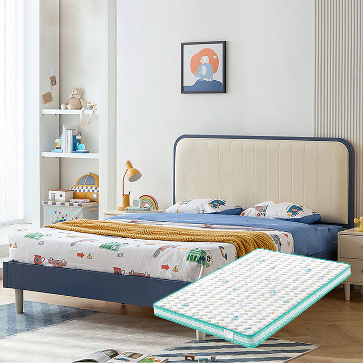 Skandinavisches Standardbett Holzrahmenbett mit gepolstertem Kopfteil