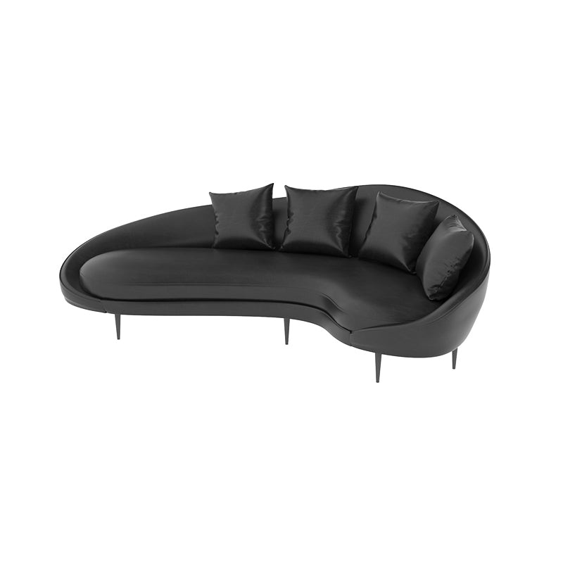 Contemporary Faux Leather Sloped Arm Sofa in Black For Living Room 4-Seater Sofa Clearhalo 'furn' 'furn_sofas' 'Furniture' 'Living Room Furniture' 'Sofa' 'sofas' 7713925