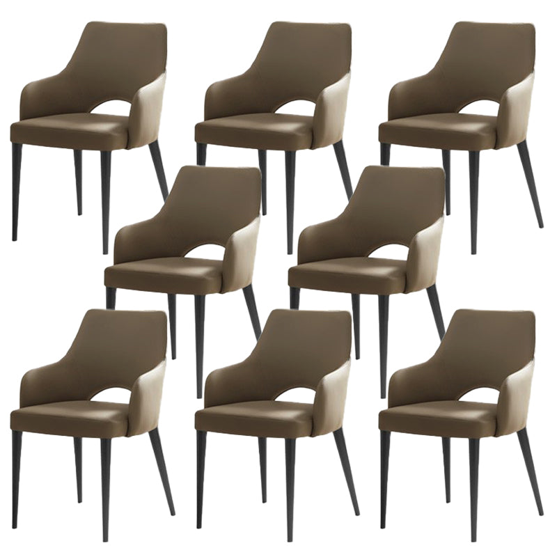 Estilo moderno abierto Silla lateral de comedor de cuero tapizado para el hogar