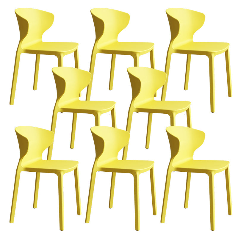Contemporary Indoor Plastic Wingback Stackable Armless Dining Side Chair Yellow 8 Piece Set Clearhalo 'Dining Chairs' 'Dining Tables & Seating' 'dining_chair' 'furn' 'furn_dining_chair' 'Furniture' 'Kitchen & Dining Furniture' 7718153