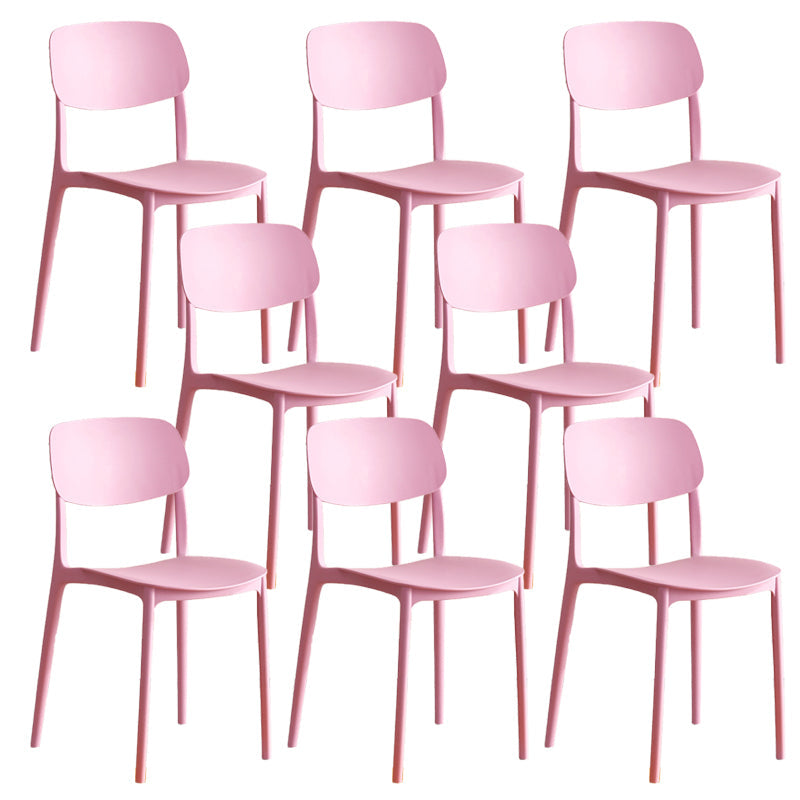 Modern Indoor-Outdoor Plastic Open Back Stackable Dining Side Chair Pink 8 Piece Set Clearhalo 'Dining Chairs' 'Dining Tables & Seating' 'dining_chair' 'furn' 'furn_dining_chair' 'Furniture' 'Kitchen & Dining Furniture' 7718200