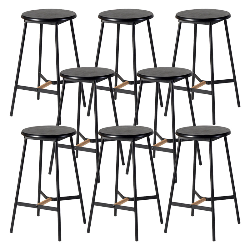 Contemporary Round Backless Armless Bar Stools with Metal Legs Black 8 Piece Set Clearhalo 'Bar Furniture' 'Bar Stools' 'bar_stools' 'furn' 'furn_bar_stools' 'Furniture' 'Kitchen & Dining Furniture' 7718565