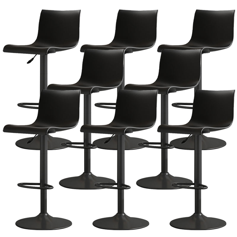 Modern Adjustable Height Swivel Plastic Low Back Bar Stool with Footrest