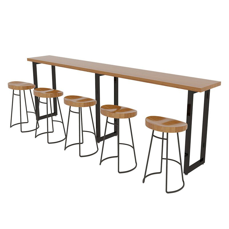 Modern Rectangle Sled Base Solid Wood Bar Table for Kitchen Dining Room 118.1"L x 15.7"W x 41.3"H Without Chairs Clearhalo 'Bar Furniture' 'Bar Tables' 'bar_tables' 'furn' 'furn_bar_tables' 'Furniture' 'Kitchen & Dining Furniture' 7719065