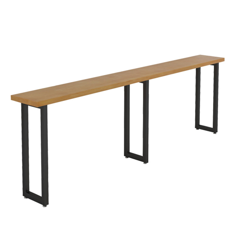 Keuken natuurlijke afwerking massief hout pub tafel met zwart metalen frame
