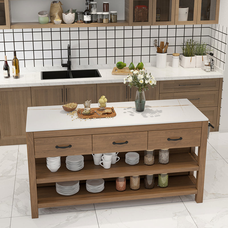 Modern Pine Solid Wood Rectangle Island Table for Kitchen Dining Room