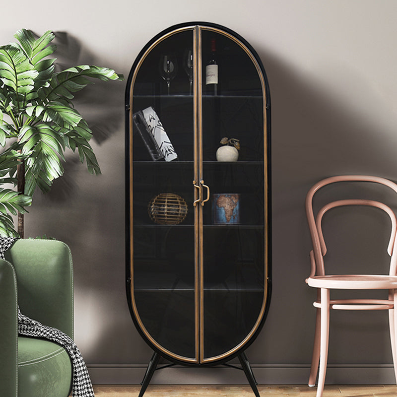 Porte di vetro contemporanee Display mobile con base di ferro per soggiorno