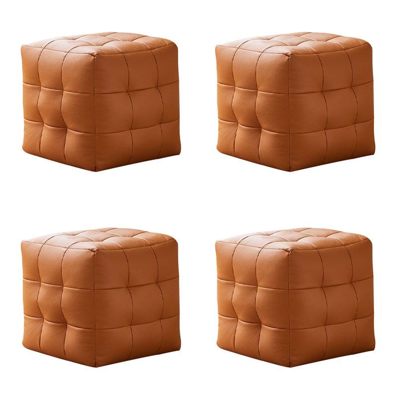 Modern Square Pouf Water Resistant Orange Pouf for Drawing Room Orange 4 Piece Set Clearhalo 'furn' 'furn_ottomans_poufs' 'Furniture' 'Living Room Furniture' 'Ottomans & Poufs' 'ottomans_poufs' 7724378
