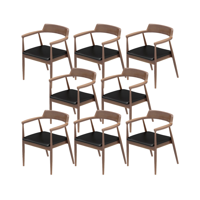 Eigentijdse arm eetstoelen gestoffeerde eetkamerstoelen met houtbasis