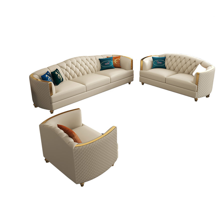 Glam Solid Wood Genuine Leather Tufted Split-Back Sofa for Living Room 1-Seater Sofa & 2-Seater Sofa & 3-Seater Sofa Clearhalo 'furn' 'furn_sofas' 'Furniture' 'Living Room Furniture' 'Sofa' 'sofas' 7729838