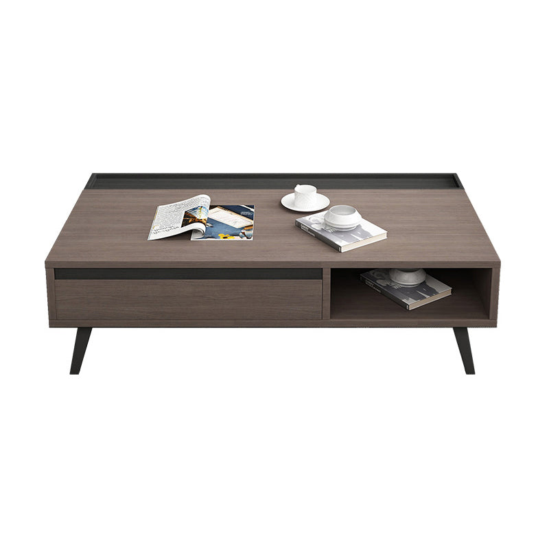 Modern 4 Legs Rectangle Cocktail Table in Wood with a Drawers 47"L x 24"W x 20"H Clearhalo 'Coffee & Accent Tables' 'Coffee Tables' 'coffee_tables' 'furn' 'furn_coffee_tables' 'Furniture' 'Living Room Furniture' 7730231