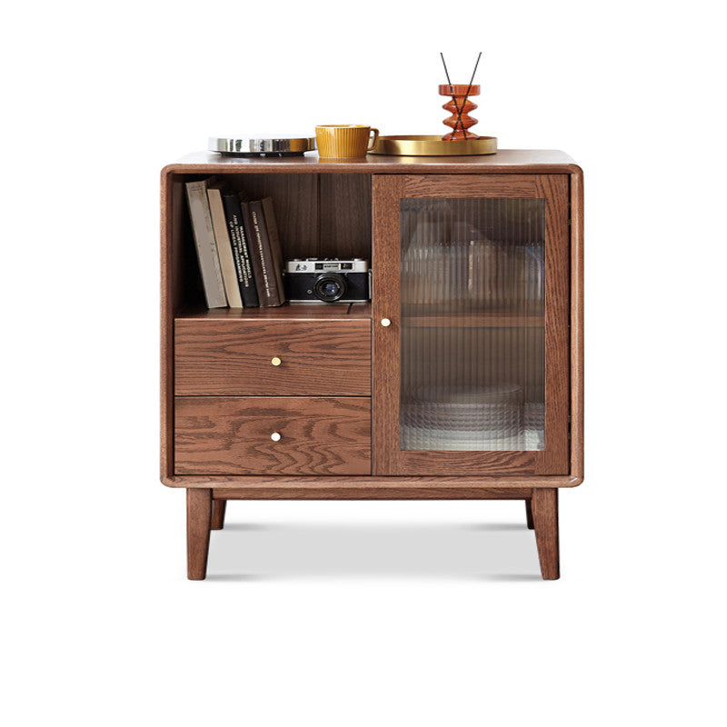 Soggiorno al soggiorno in vetro Accento standard in legno massiccio con ripiani