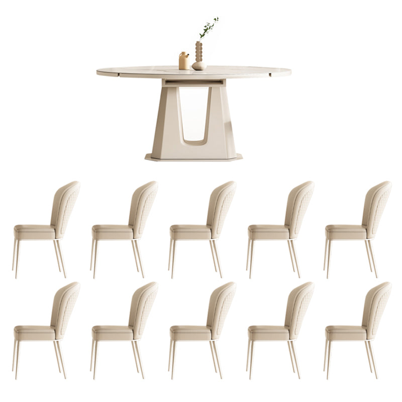 5/7/9/11 Pieces Sintered Stone Top White Round Dining Set for Home