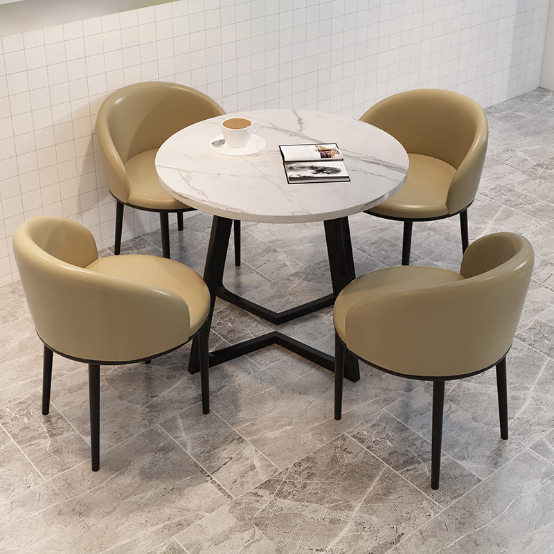 5 Piece Round Shape Contemporary Dining Room Chair and Table Set