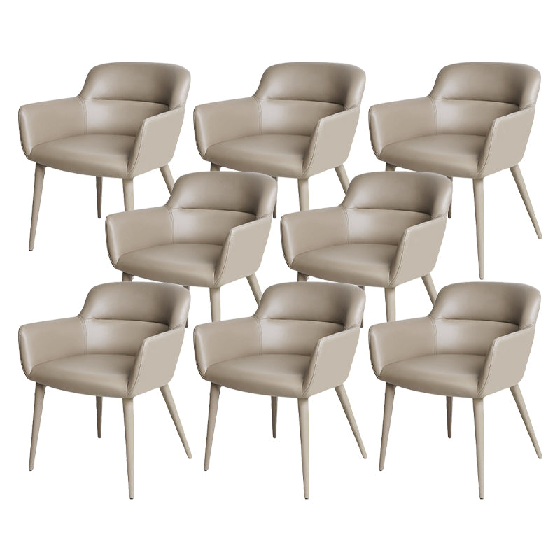 Zeitgenössische künstliche Lederarm -Speisen und Akzentstühle in Grau