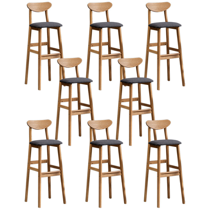 Modern Rubberwood Indoor Bar Stools Natural Finish with Backrest Wood-Grey 8 Piece Set Clearhalo 'Bar Furniture' 'Bar Stools' 'bar_stools' 'furn' 'furn_bar_stools' 'Furniture' 'Kitchen & Dining Furniture' 7734320