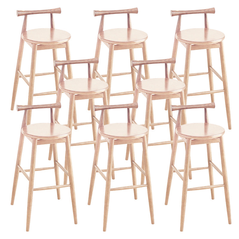 Contemporary Ash Wood Backrest Counter High Stool with 4 Legs Wood 8 Piece Set Clearhalo 'Bar Furniture' 'Bar Stools' 'bar_stools' 'furn' 'furn_bar_stools' 'Furniture' 'Kitchen & Dining Furniture' 7734497