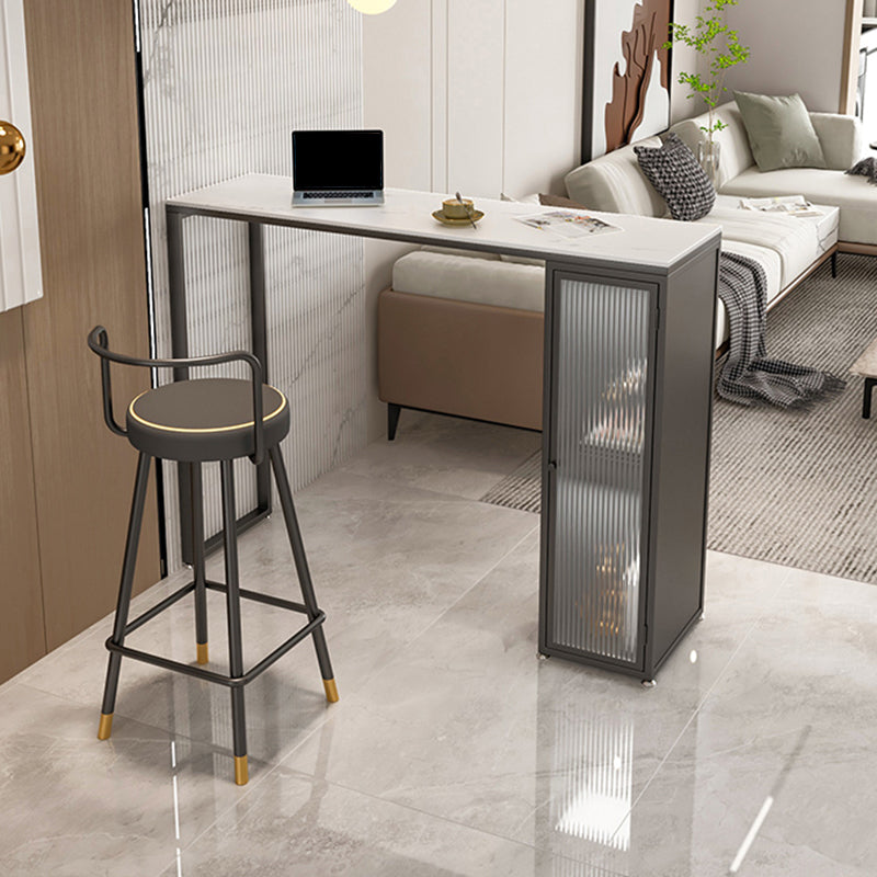 1/2 Pieces Modern Rectangle Sintered Stone Counter Table with High Stools