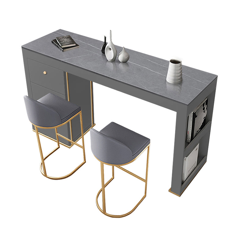 Contemporary Style 1/2/3 Pieces Stone Rectangular Bar Table Set for Indoor