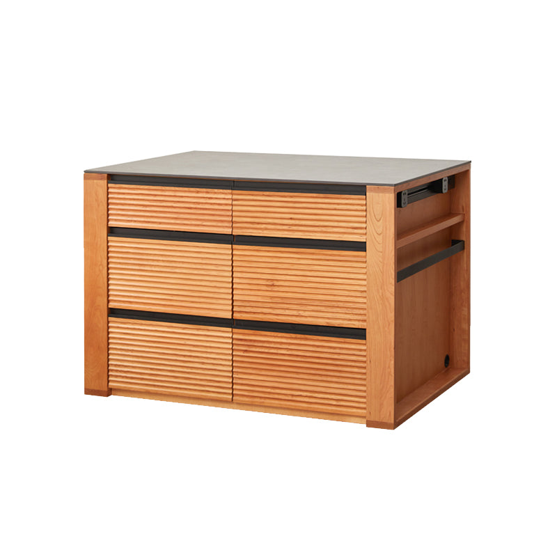 Rectangular Cherry Wood Kitchen Island Table with 3 Drawers for Dining Room 63"L x 34"W x 37"H Clearhalo 'furn' 'furn_kitchen_islands_carts' 'Furniture' 'Kitchen & Dining Furniture' 'Kitchen Islands & Carts' 'kitchen_islands_carts' 7734878