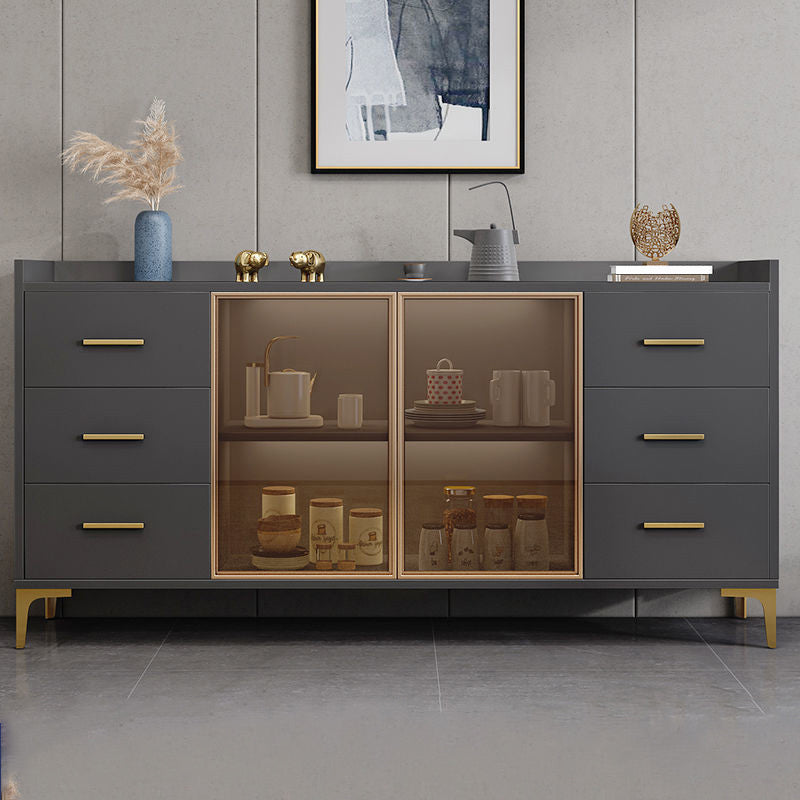 Holzglasentüren zeitgenössisches Buffet Sideboard mit Schränken und Schubladen