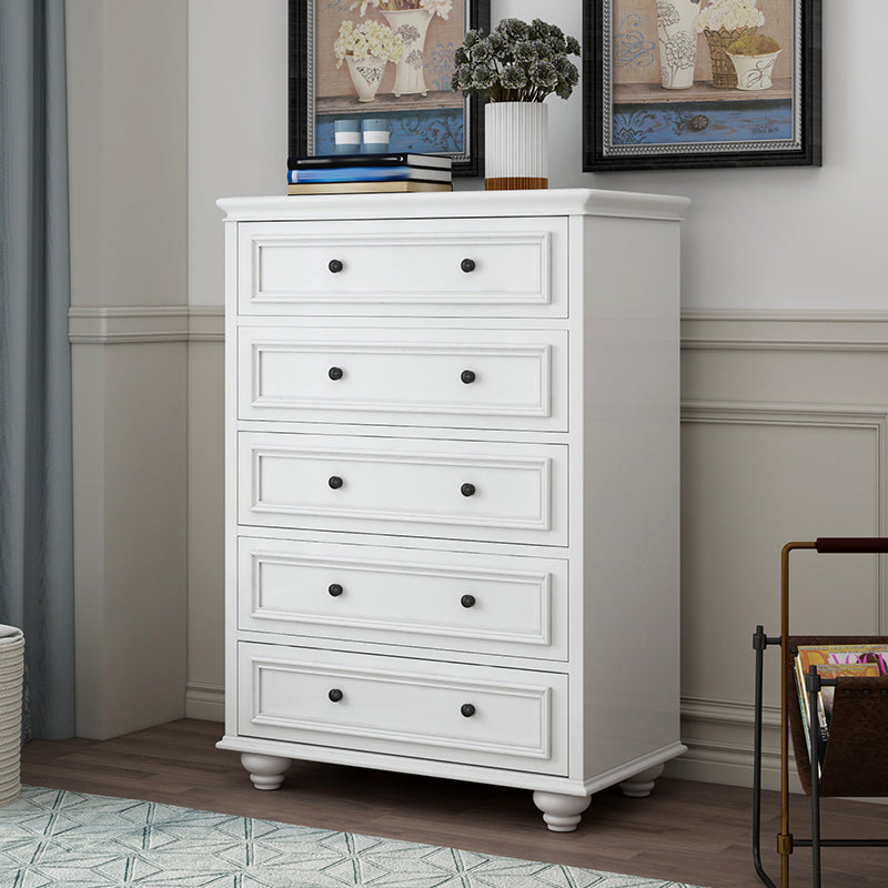 Modern Vertical White Storage Chest with Soft-Close Drawers for Home