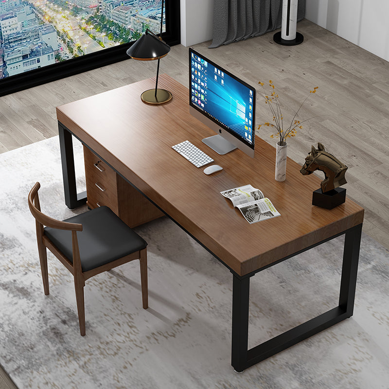 Office in legno in stile contemporaneo da ufficio rettangolare task desk in marrone