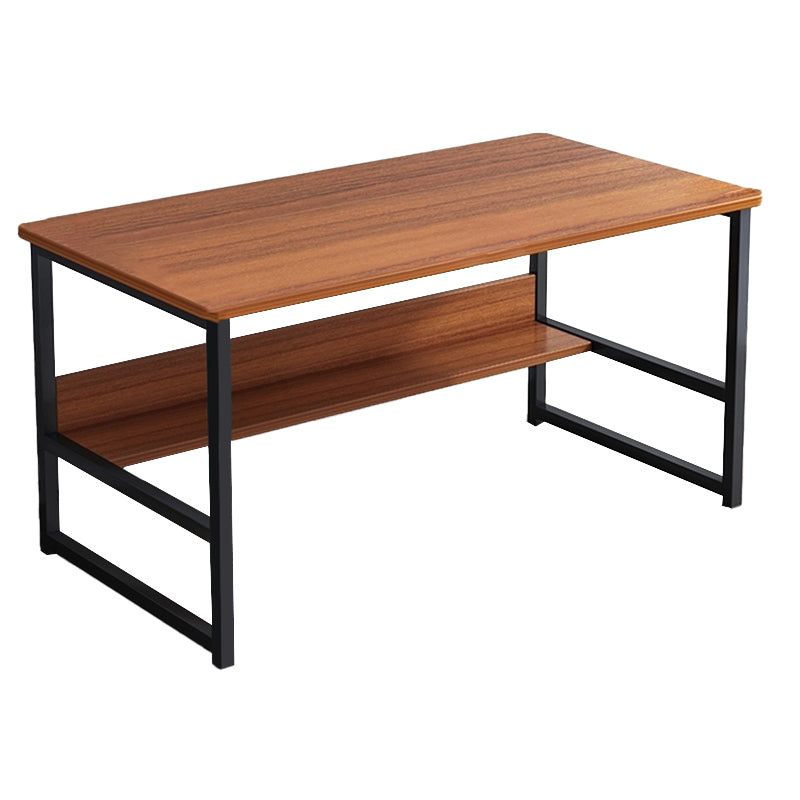 Industrial Rectangular Desk Engineered Wood Writing Desk with Metal Legs 47"L x 18"W x 28"H Brown Shelves Clearhalo 'furn' 'furn_office_desk' 'Furniture' 'Office Desks' 'Office Furniture' 'office_desk' 7735971