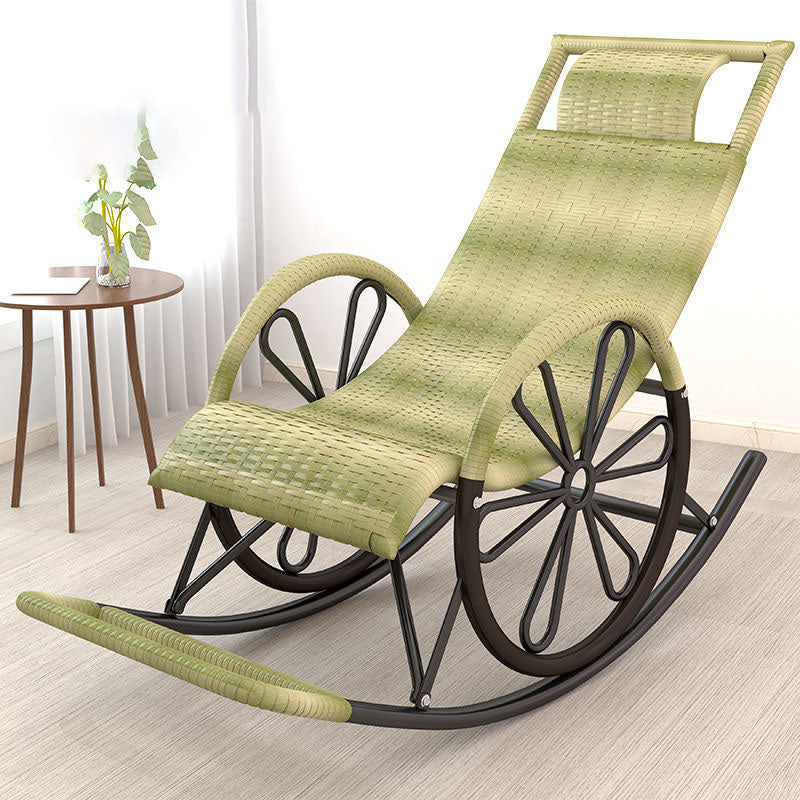 屋内シングルロッキングチェアミッドセンチュリーモダンラタンロッキングチェア