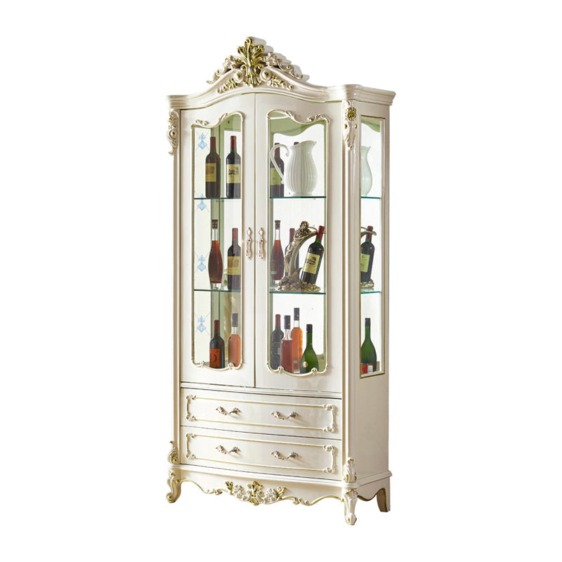 マットホワイトオークウッドキッチンワインホルダーとストレージキャビネット