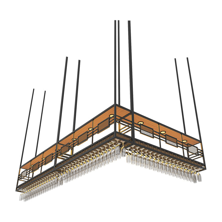 ガラスホルダーとストレージシェルフを備えた現代の吊りワインホルダー